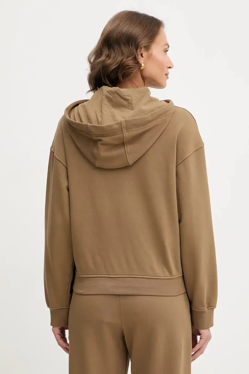 felpa in cotone donna colore marrone con cappuccio 105507 A2RB miniatura 3