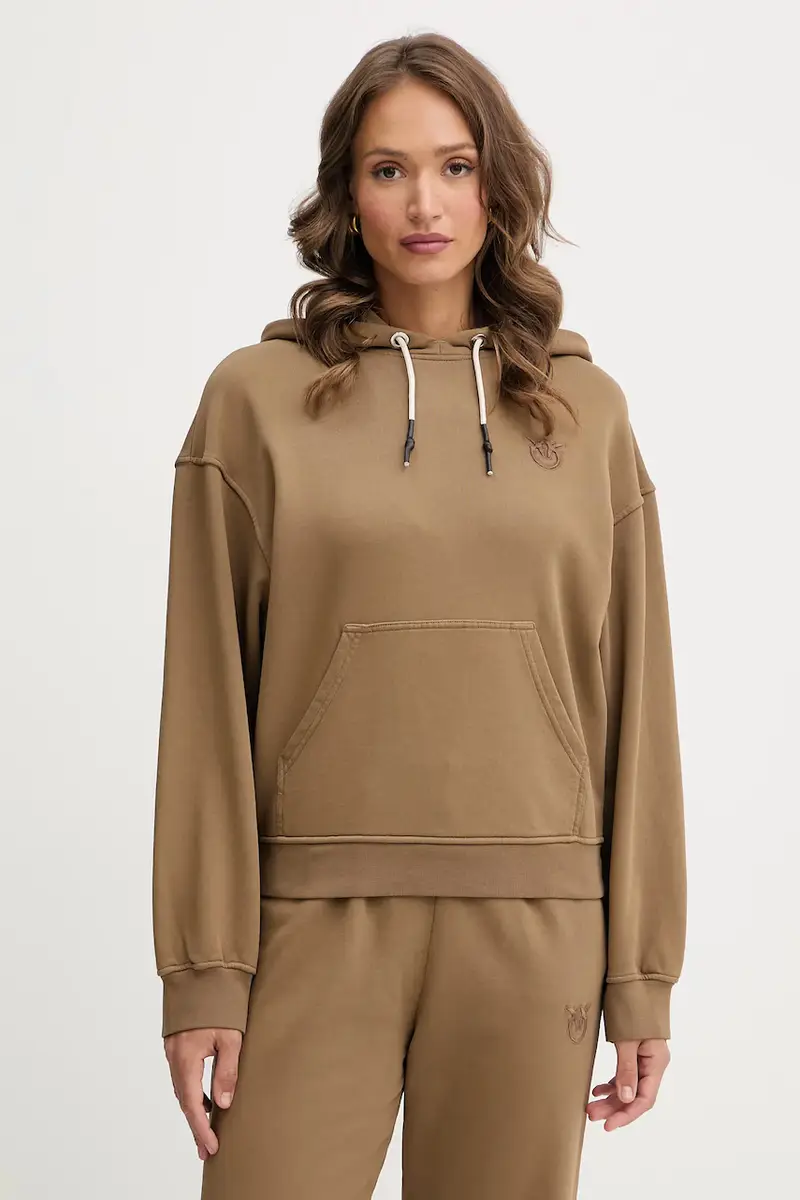 felpa in cotone donna colore marrone con cappuccio 105507 A2RB