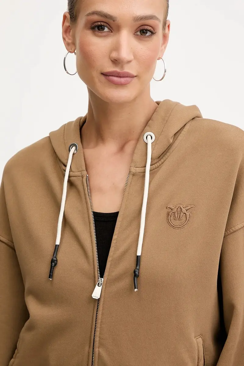 felpa in cotone donna colore marrone con cappuccio 105509 A2RB miniatura 4