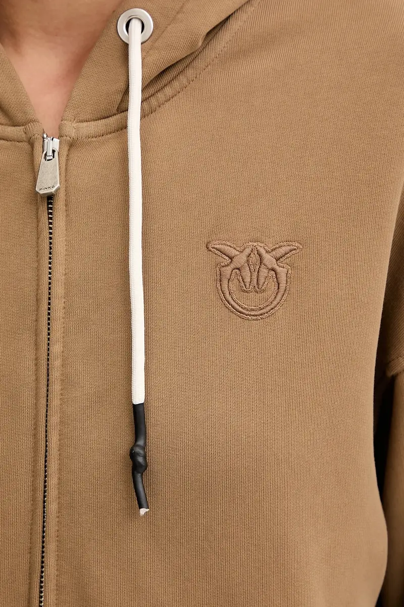 felpa in cotone donna colore marrone con cappuccio 105509 A2RB miniatura 5