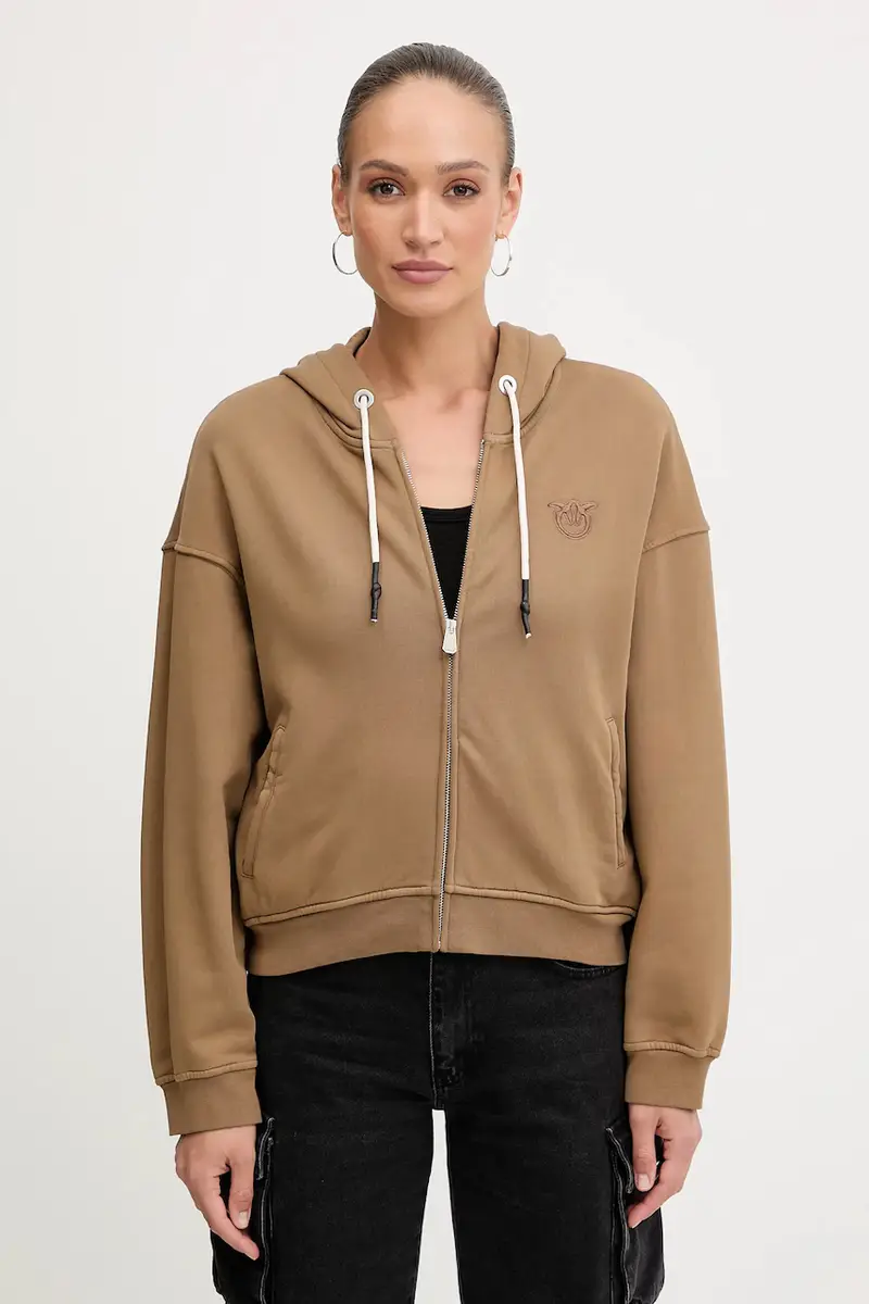 felpa in cotone donna colore marrone con cappuccio 105509 A2RB