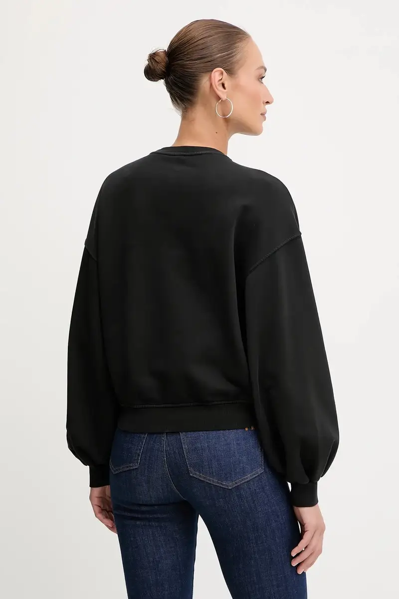 felpa in cotone donna colore nero 105510 A2RB miniatura 3