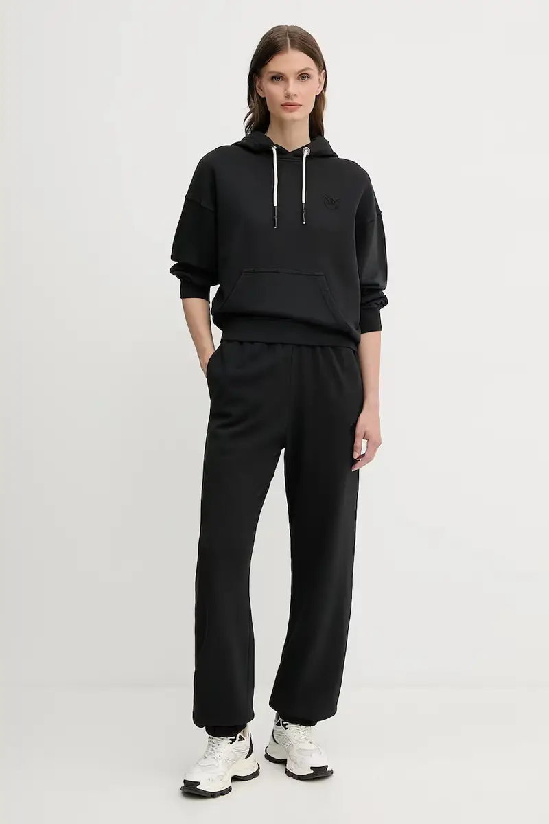 felpa in cotone donna colore nero con cappuccio 105507 A2RB miniatura 2