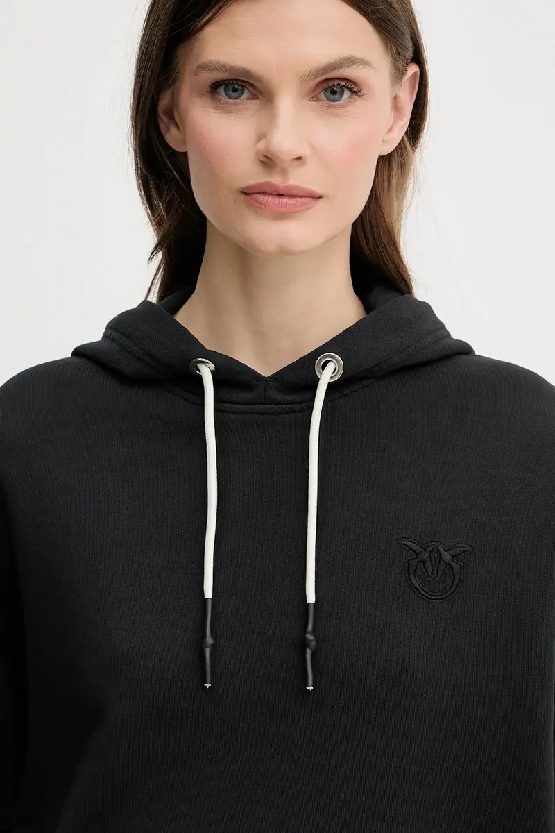 felpa in cotone donna colore nero con cappuccio 105507 A2RB miniatura 4