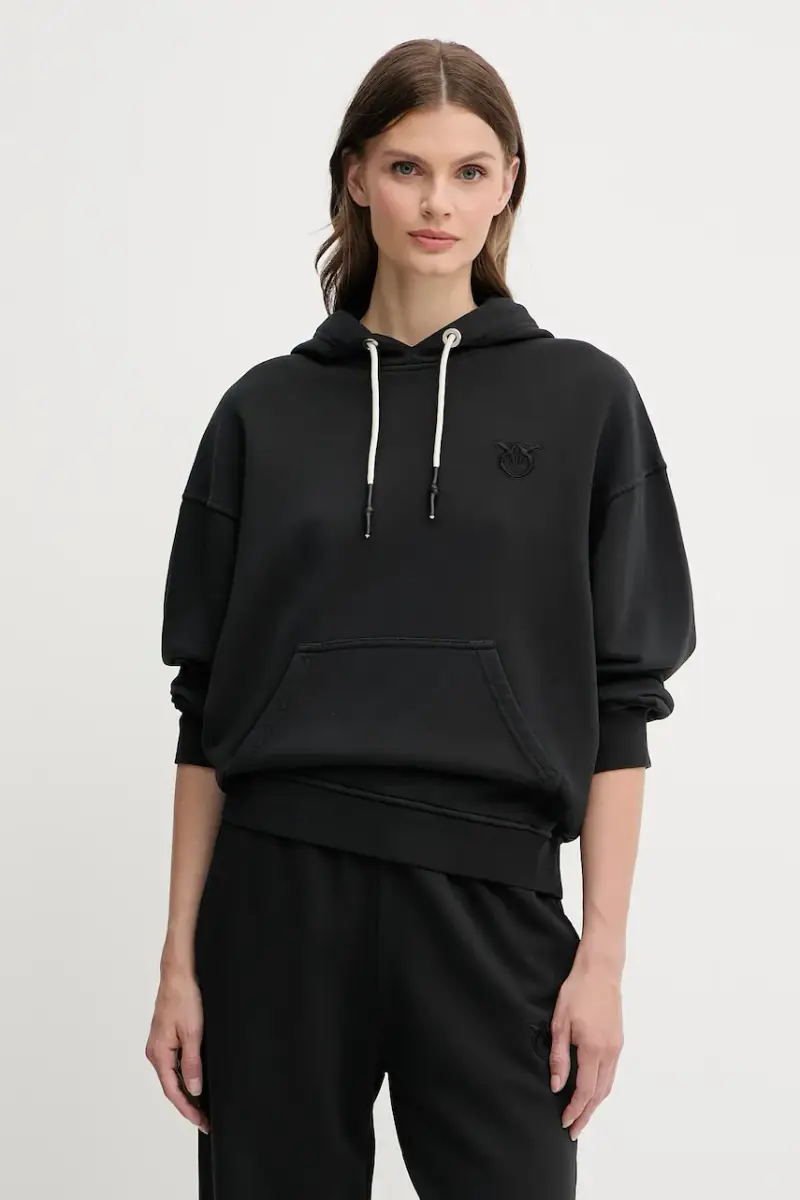 felpa in cotone donna colore nero con cappuccio 105507 A2RB