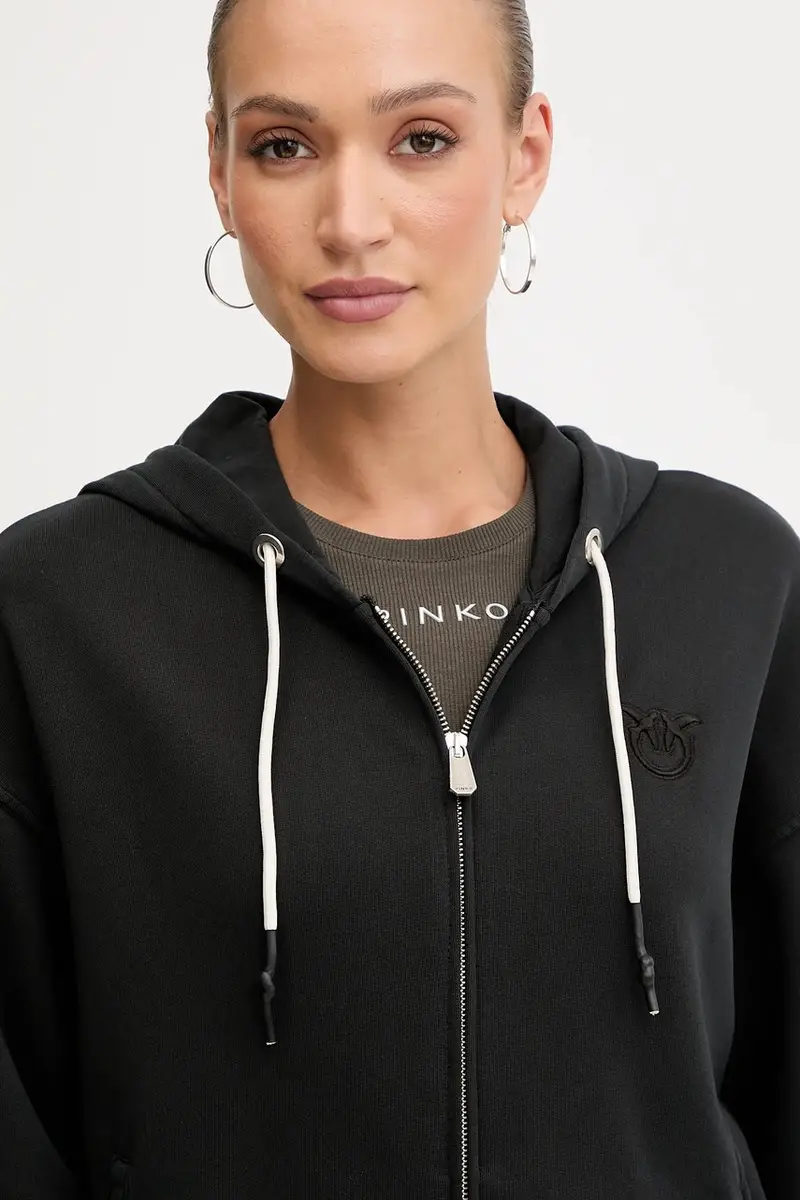 felpa in cotone donna colore nero con cappuccio 105509 A2RB miniatura 4