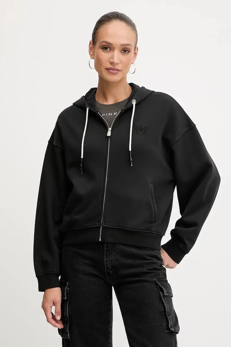 felpa in cotone donna colore nero con cappuccio 105509 A2RB