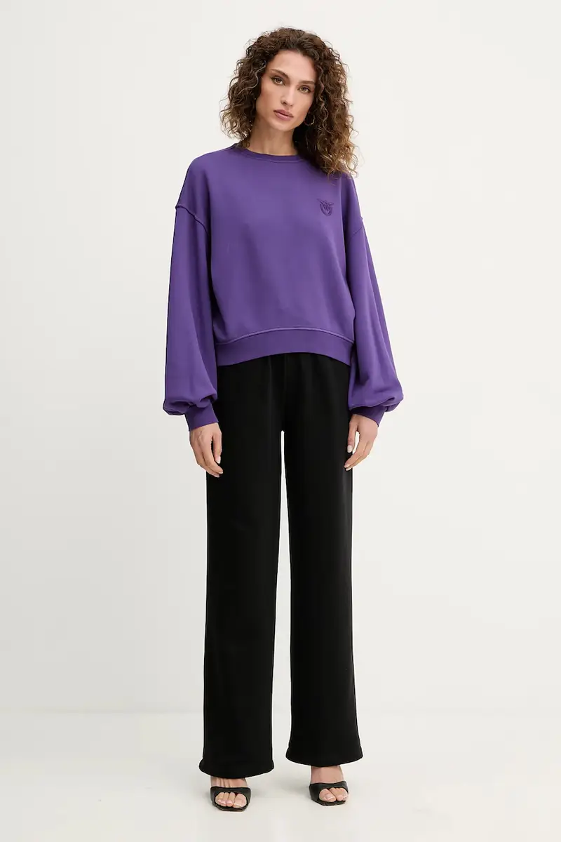 felpa in cotone donna colore violetto 105510 A2RB miniatura 2