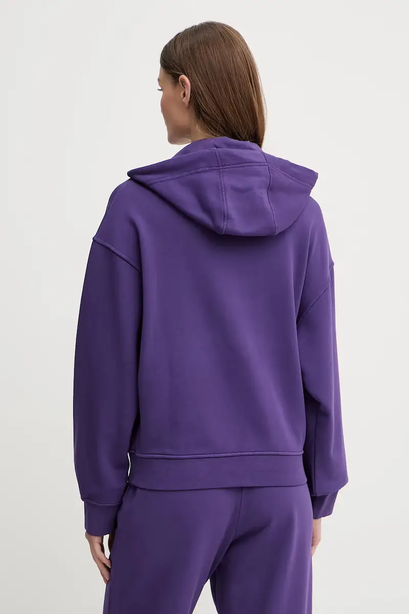 felpa in cotone donna colore violetto con cappuccio 105507 A2RB miniatura 3