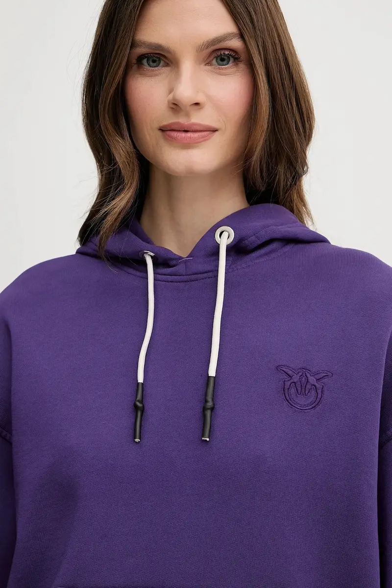 felpa in cotone donna colore violetto con cappuccio 105507 A2RB miniatura 4