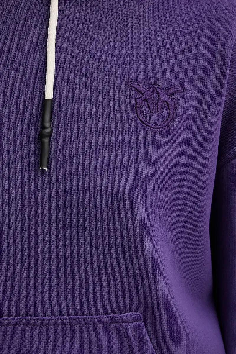felpa in cotone donna colore violetto con cappuccio 105507 A2RB miniatura 5