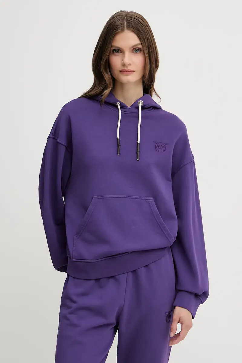 felpa in cotone donna colore violetto con cappuccio 105507 A2RB