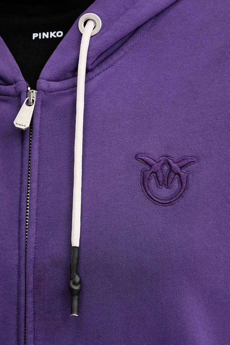 felpa in cotone donna colore violetto con cappuccio 105509 A2RB miniatura 5