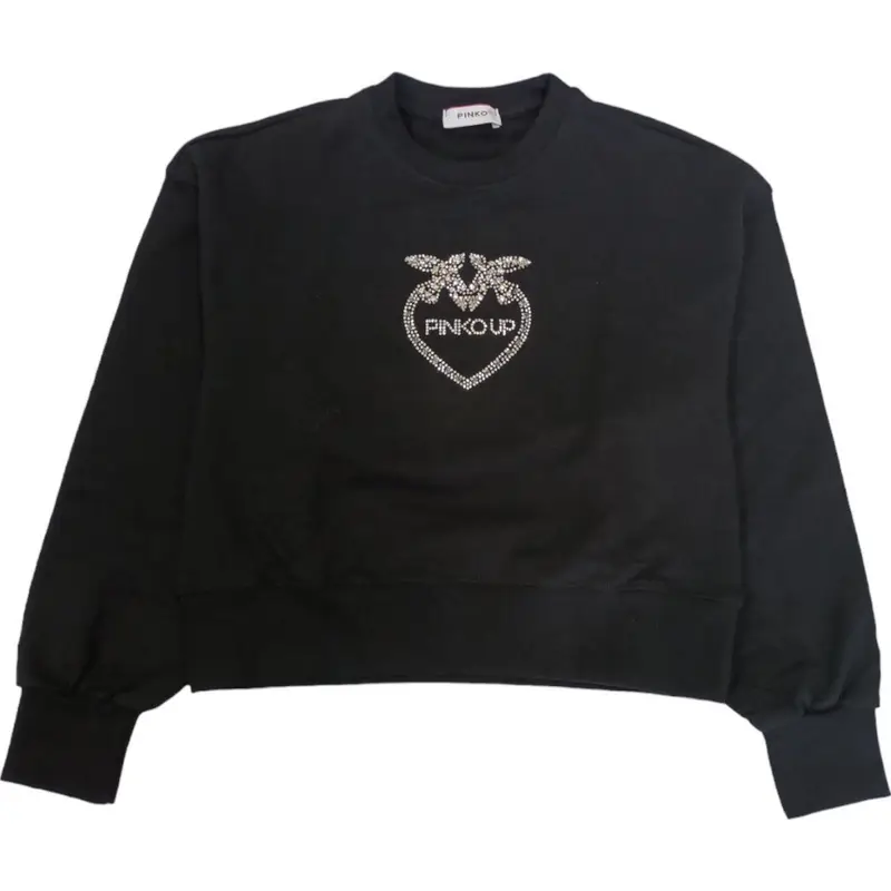 Pinko - Felpa Nera Logo Argento S4PIJGSW057