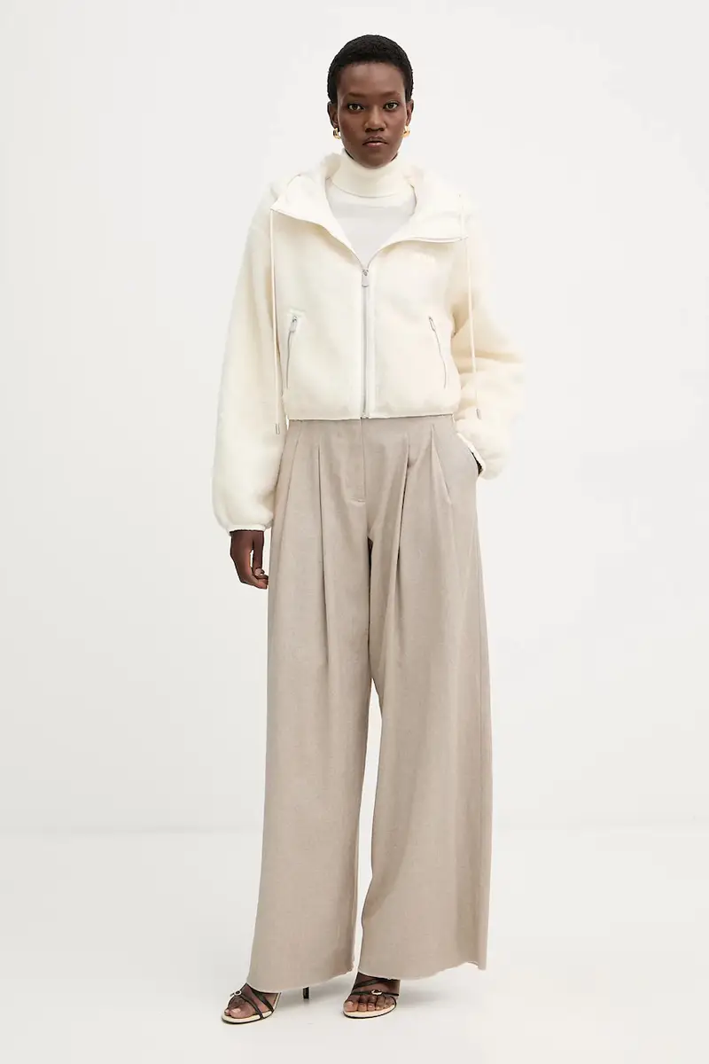 giacca con lana colore beige 105975 A2YV miniatura 2