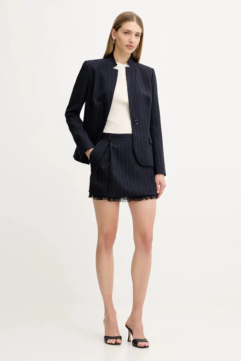 giacca con lana colore blu navy 105626 A2QY miniatura 2