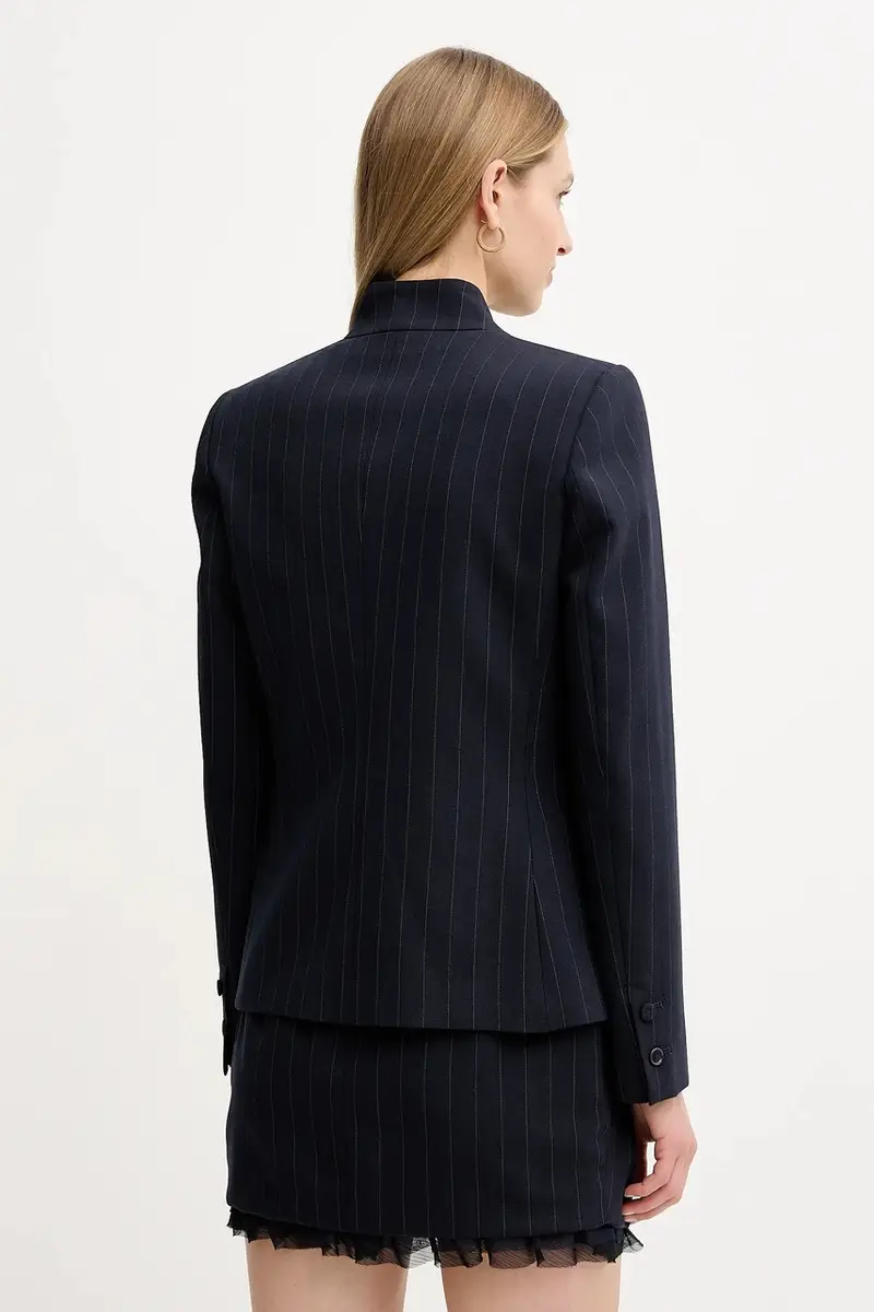 giacca con lana colore blu navy 105626 A2QY miniatura 3