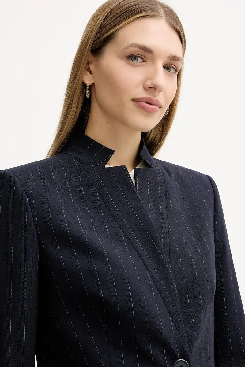 giacca con lana colore blu navy 105626 A2QY miniatura 4