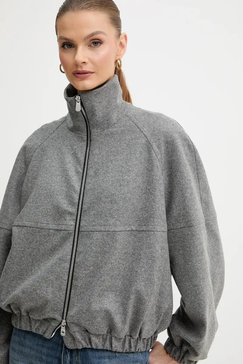 giacca con lana colore grigio 106046 A2ZU miniatura 4