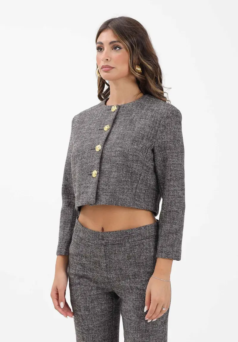 Giacca crop marrone da donna