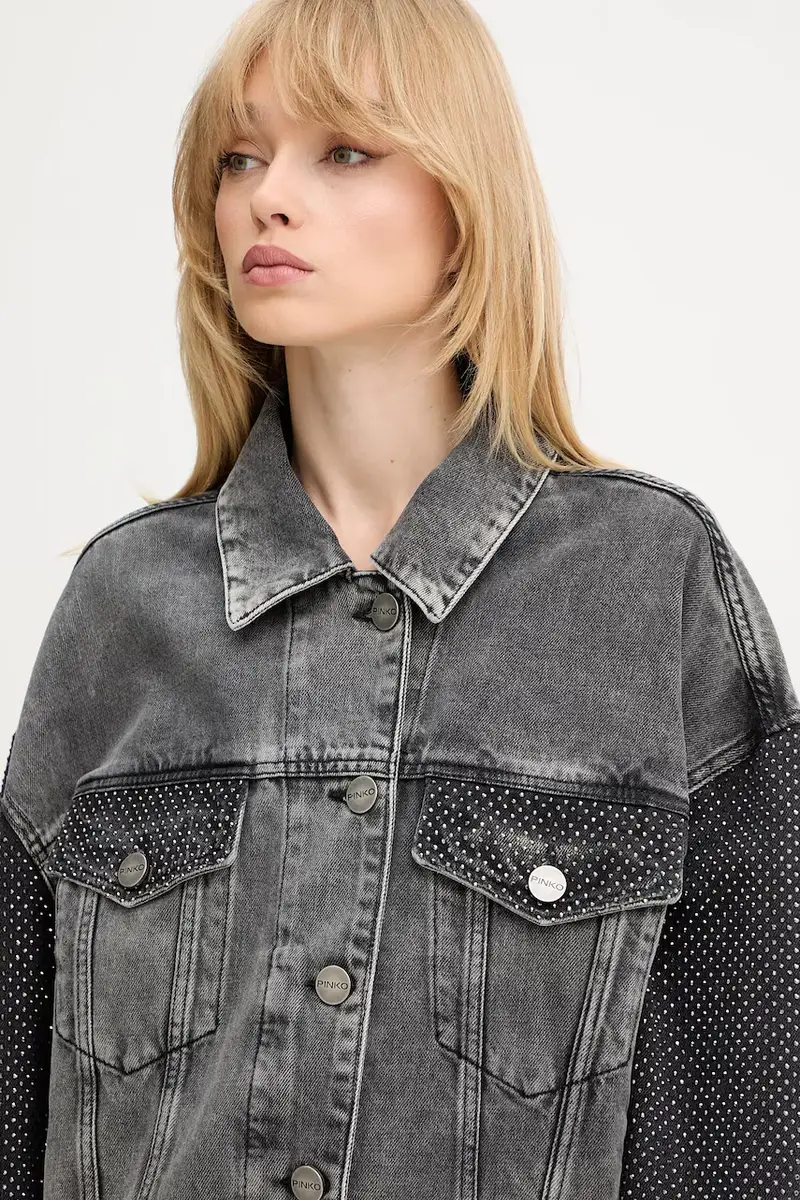 giacca di jeans colore grigio 104644 A2W4 miniatura 4