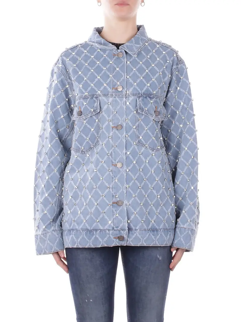 Giacca Donna PINKO Denim chiaro Pifferaio overshirt diamond
