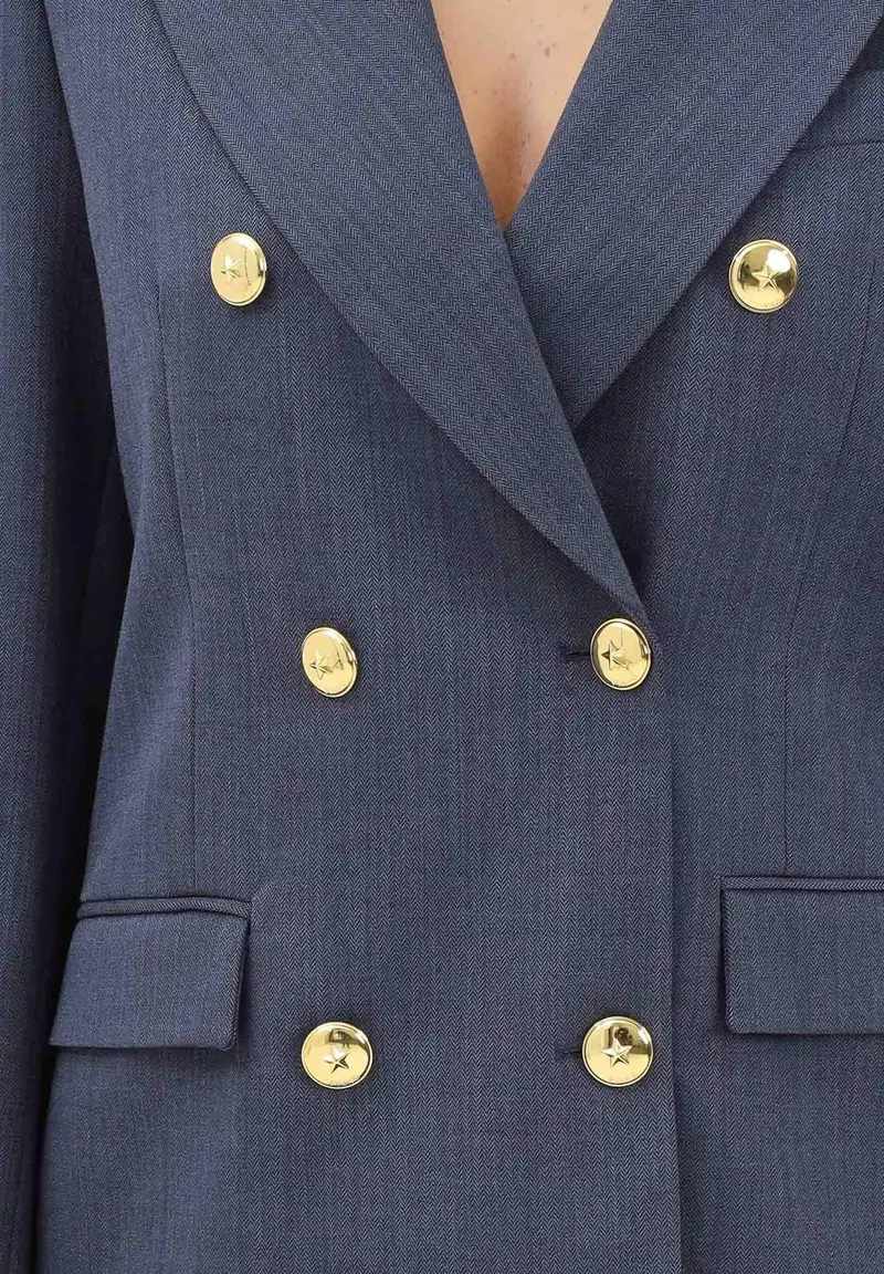 Giacca doppiopetto blu da donna con bottoni dorati miniatura 3
