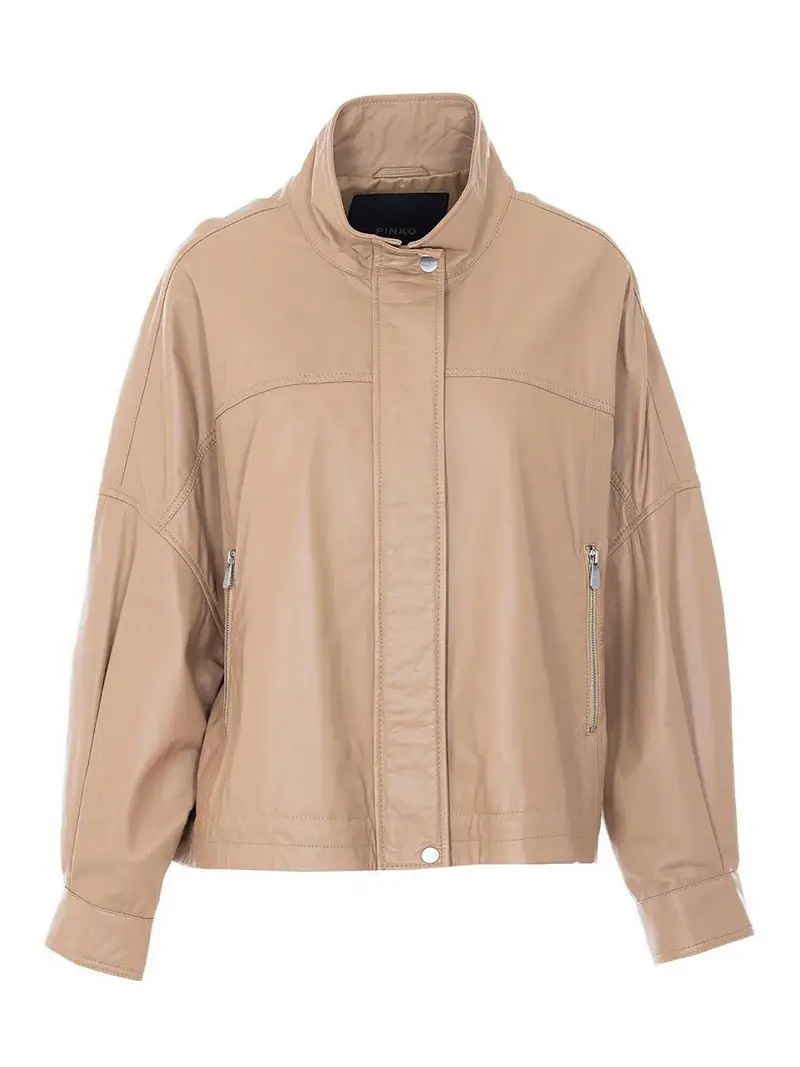 Giacca in pelle Bailee beige