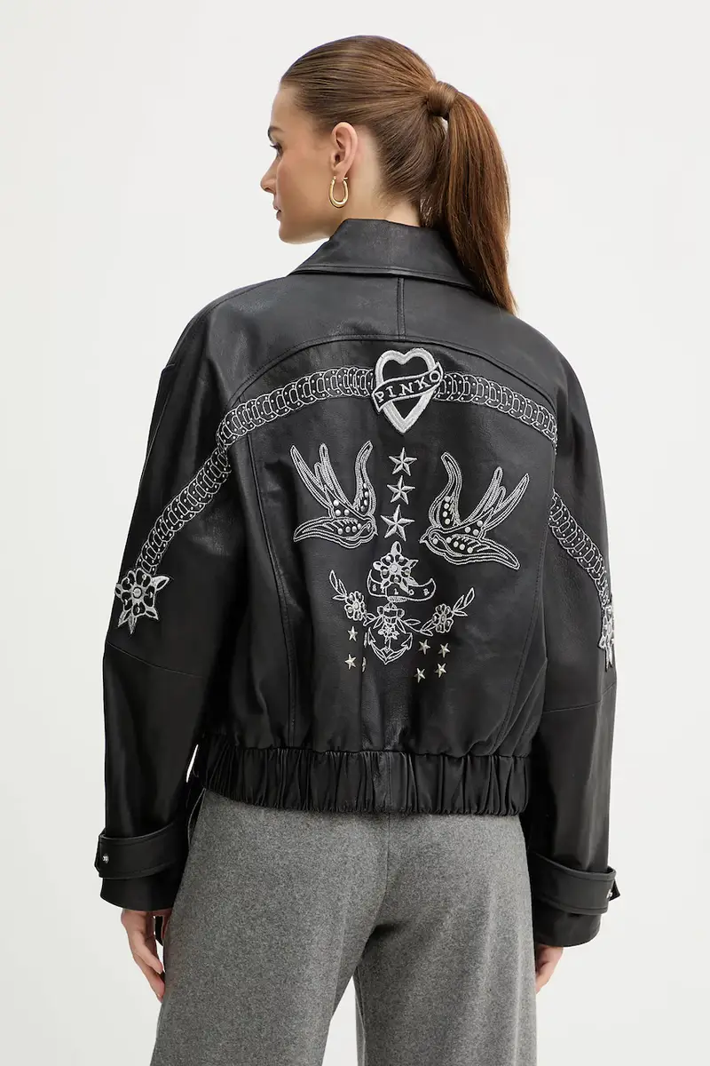 giacca in pelle colore nero 105793 A2U7 miniatura 3