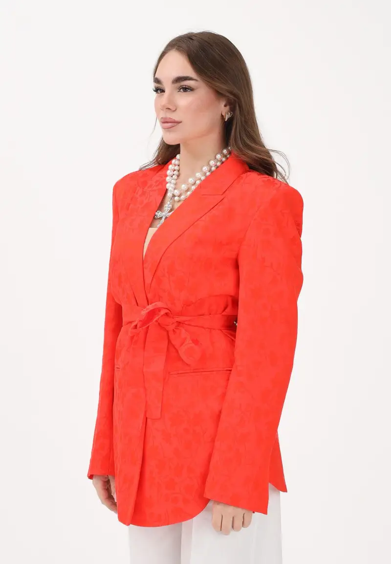 Giacca in stile kimono arancione da donna con motivo floreale