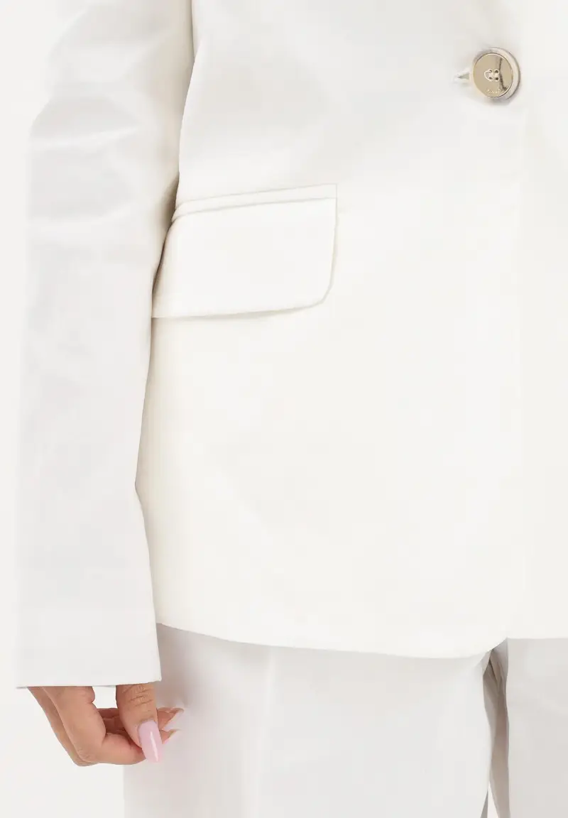 Giacca monopetto bianca da donna in lino miniatura 3