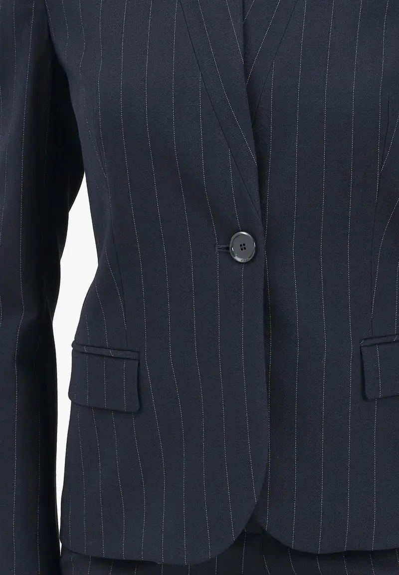 Giacca monopetto blu da donna con motivo gessato miniatura 3