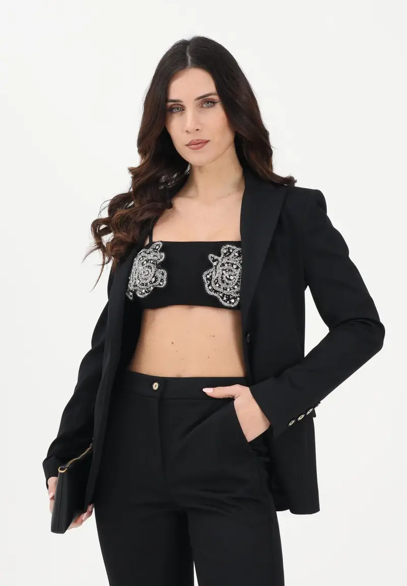 Giacca monopetto nera da donna miniatura 2