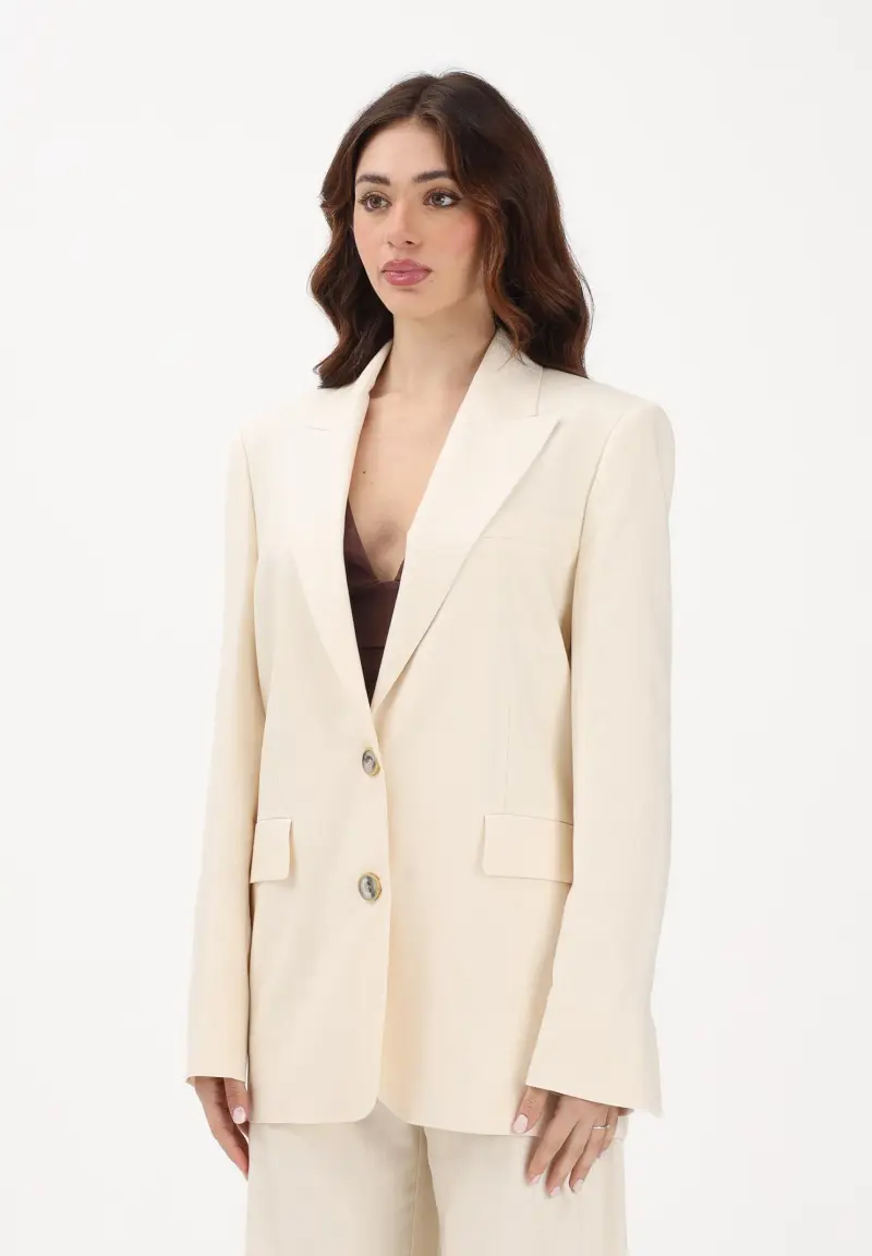 Giacca monopetto panna da donna