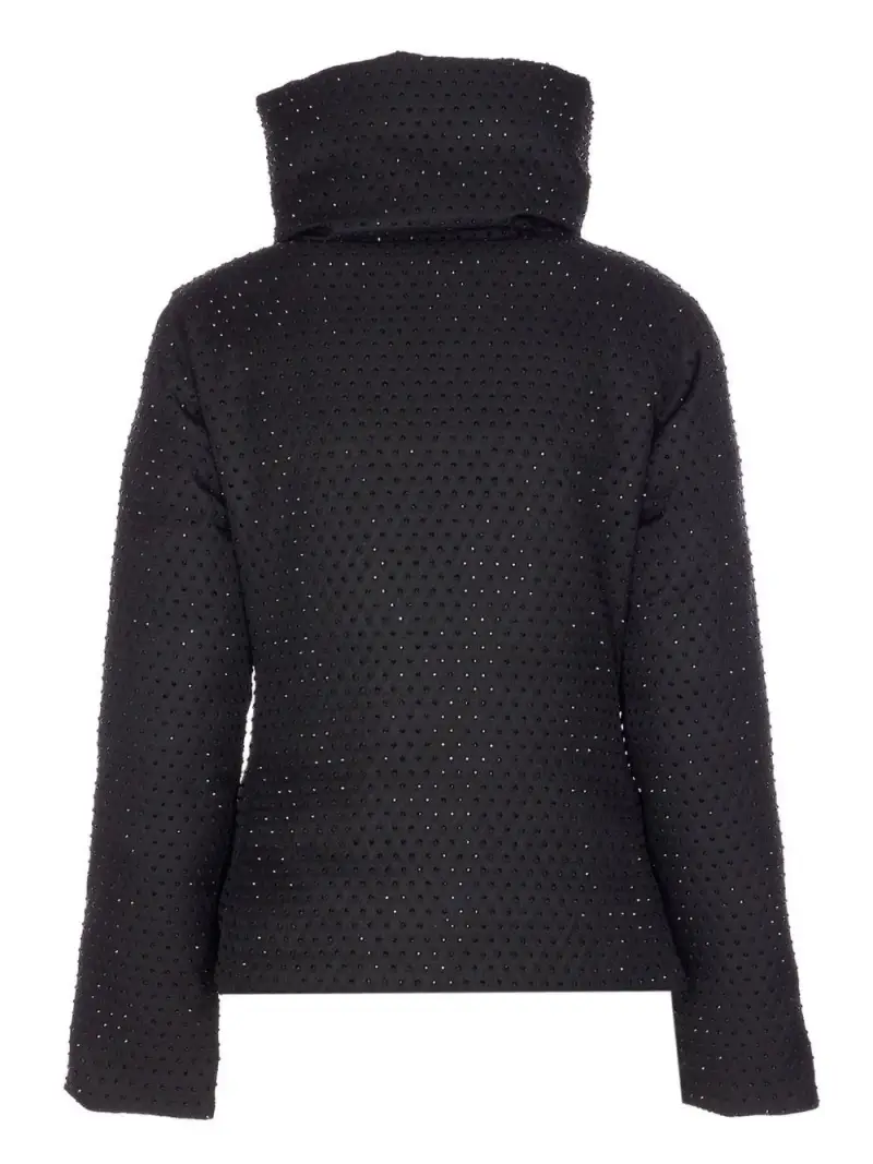 Giacca nera con collo alto e decorazione con strass Nero miniatura 2