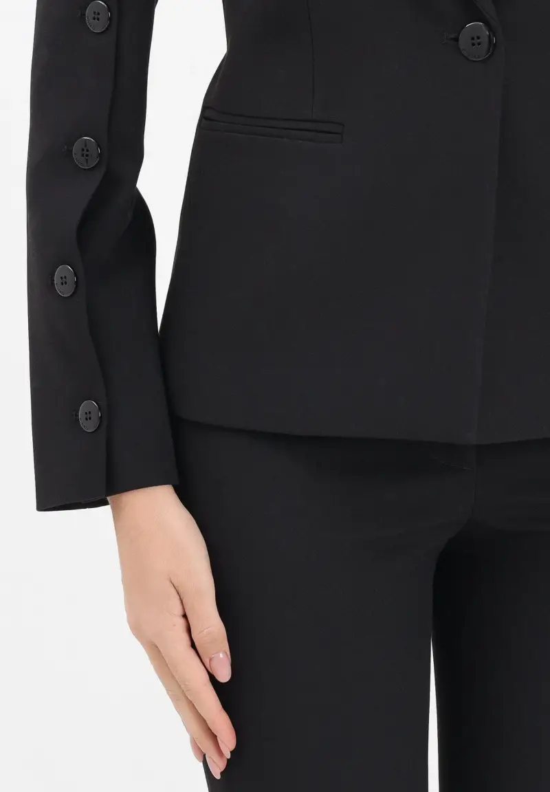 Giacca nera da donna con bottoni lungo le maniche miniatura 3