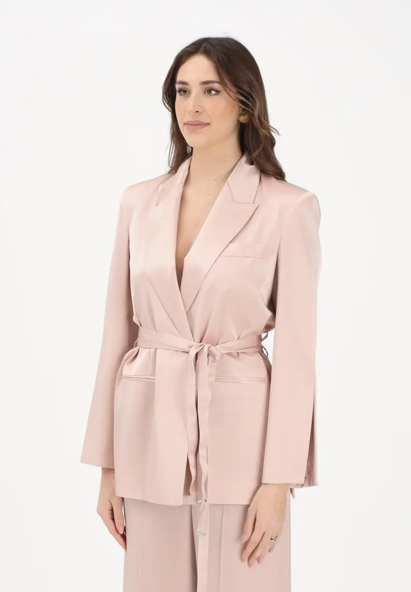 Giacca rosa da donna con cintura