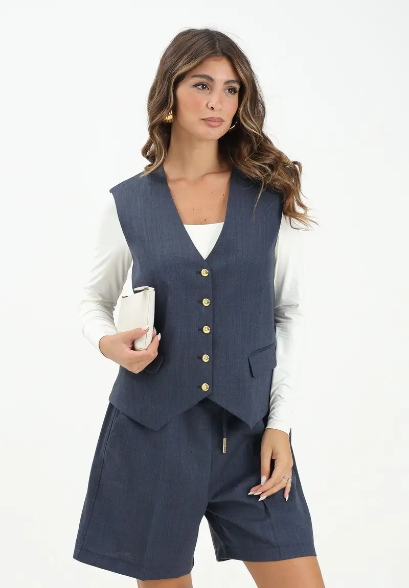 Pinko Gilet Donna Blu 3045177 miniatura 2