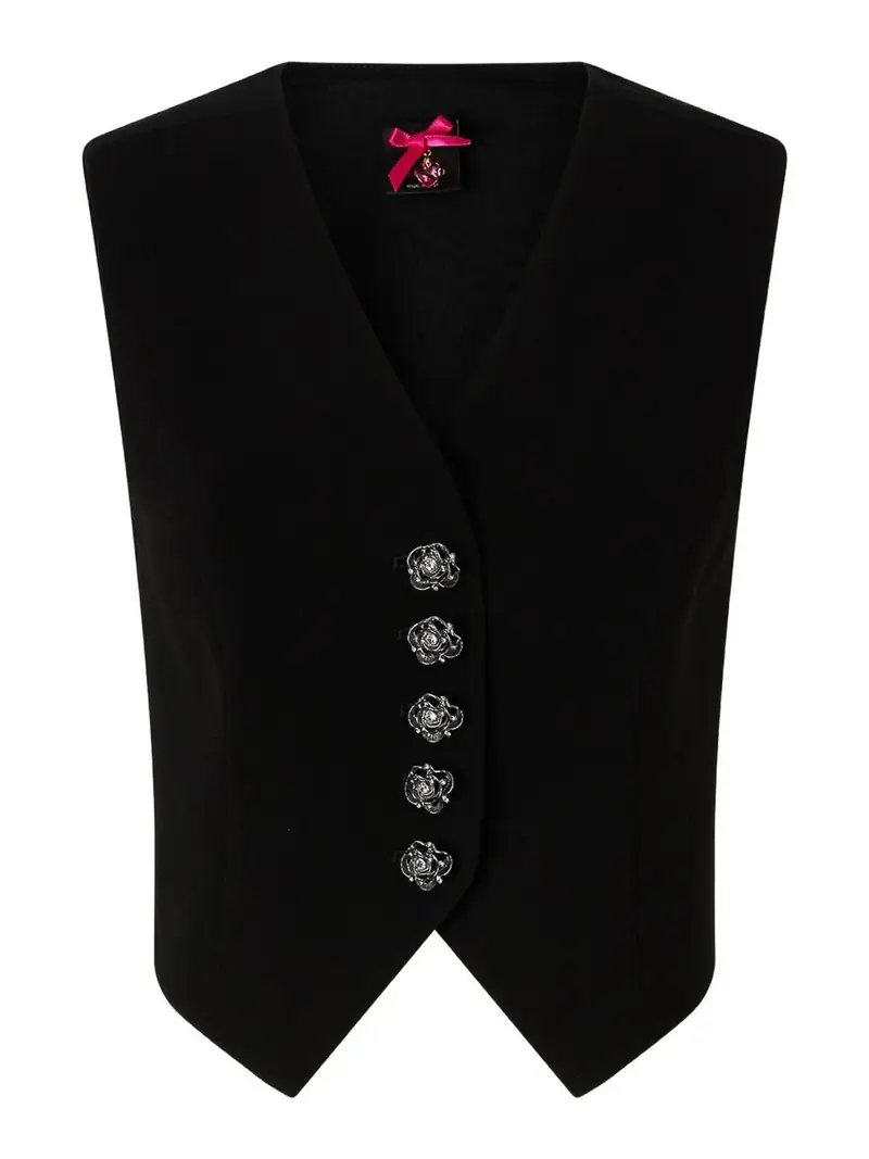 Gilet Nero Con Bottoni A Forma Di Rosa