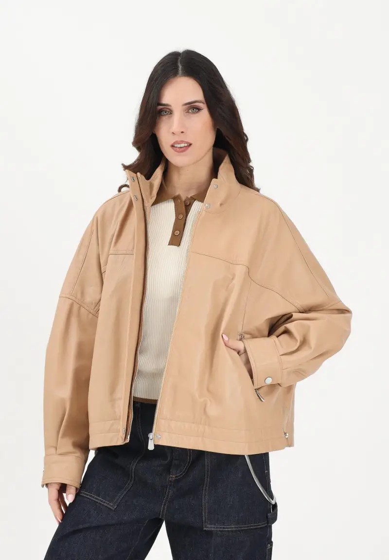 Giubbotto in pelle BAILEE BLOUSON beige da donna miniatura 2