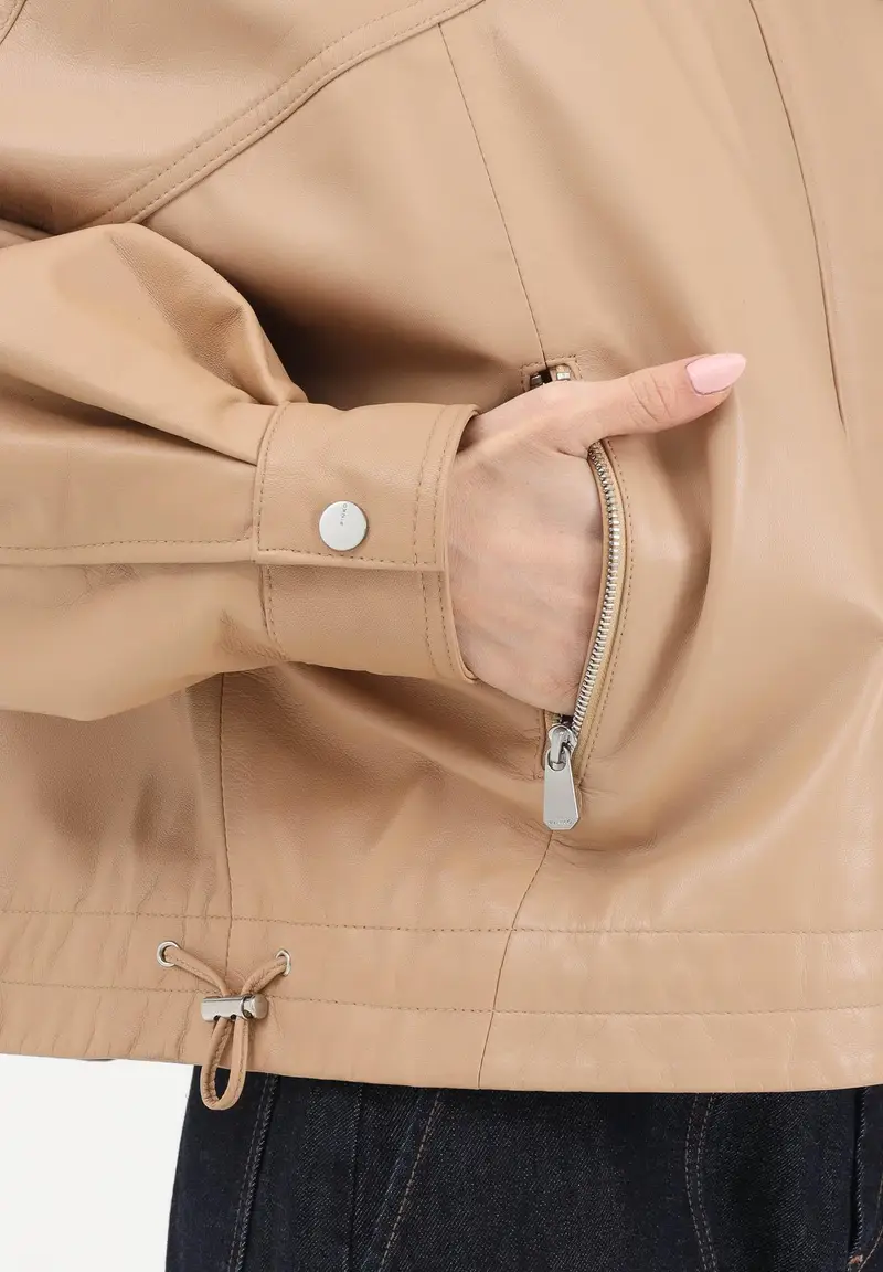 Giubbotto in pelle BAILEE BLOUSON beige da donna miniatura 3