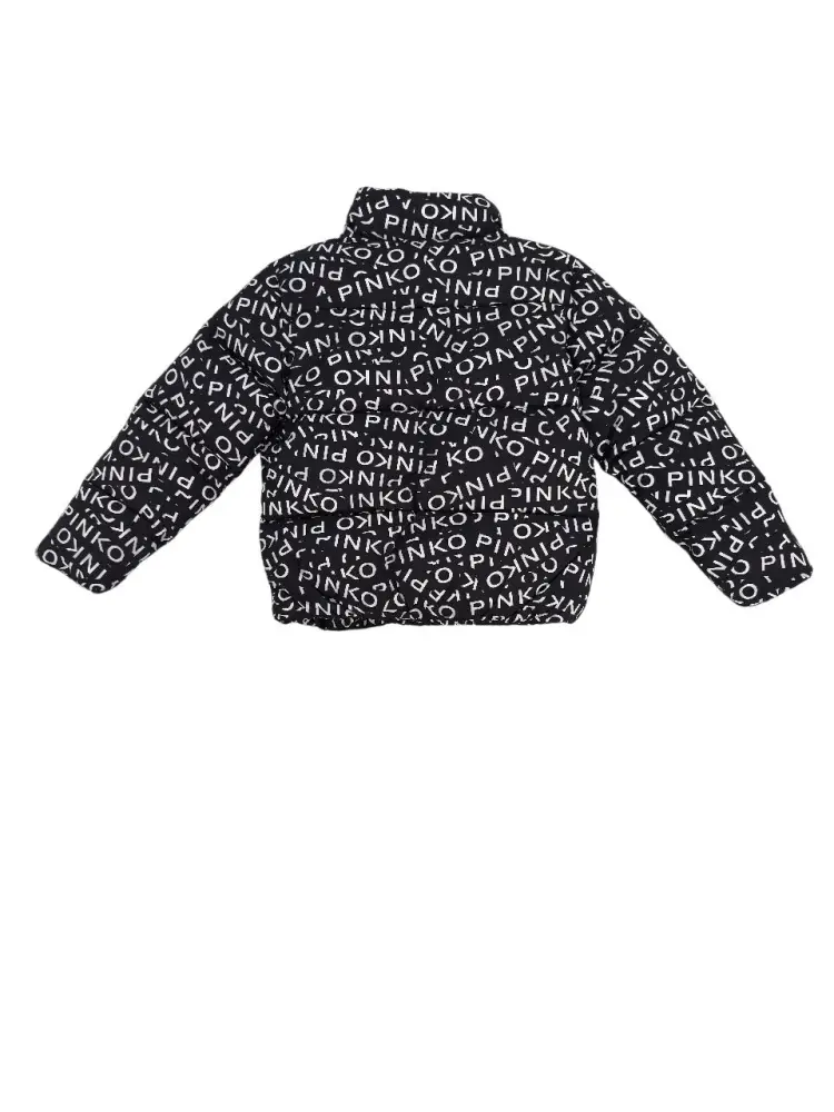 giubbotto nero bambina imbottito logo lettering all over miniatura 2