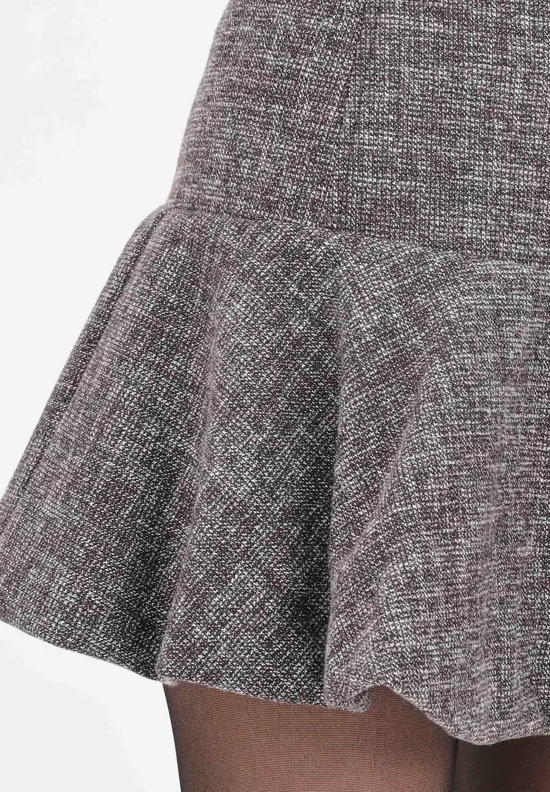 PINKO Gonna corta da donna realizzata in tweed stretch effetto spigato nei toni del marrone miniatura 2