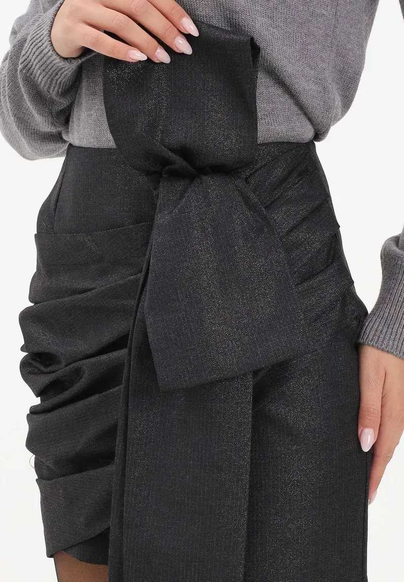 Gonna corta nera da donna con fiocco miniatura 3