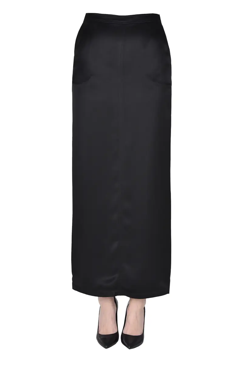 Gonna Grolla in satin Nero