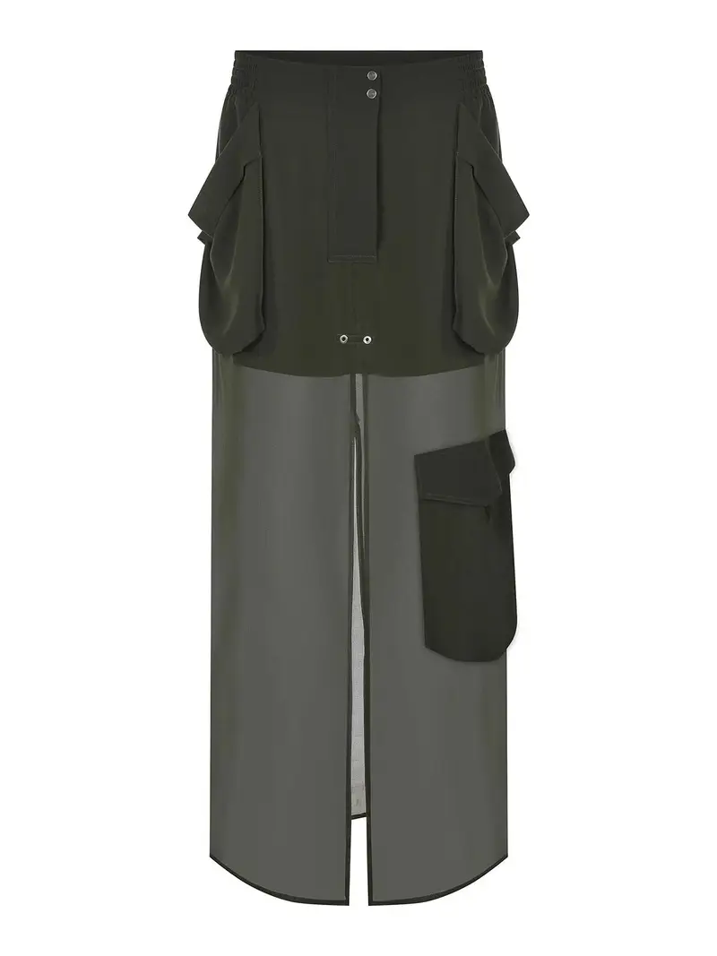 Gonna in poliestere Verde