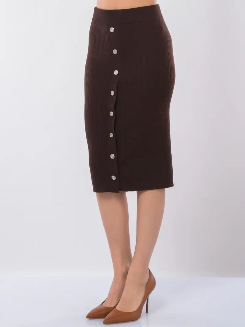 gonna Lunga da donna Pinko in maglia di lana con bottoni MARRON