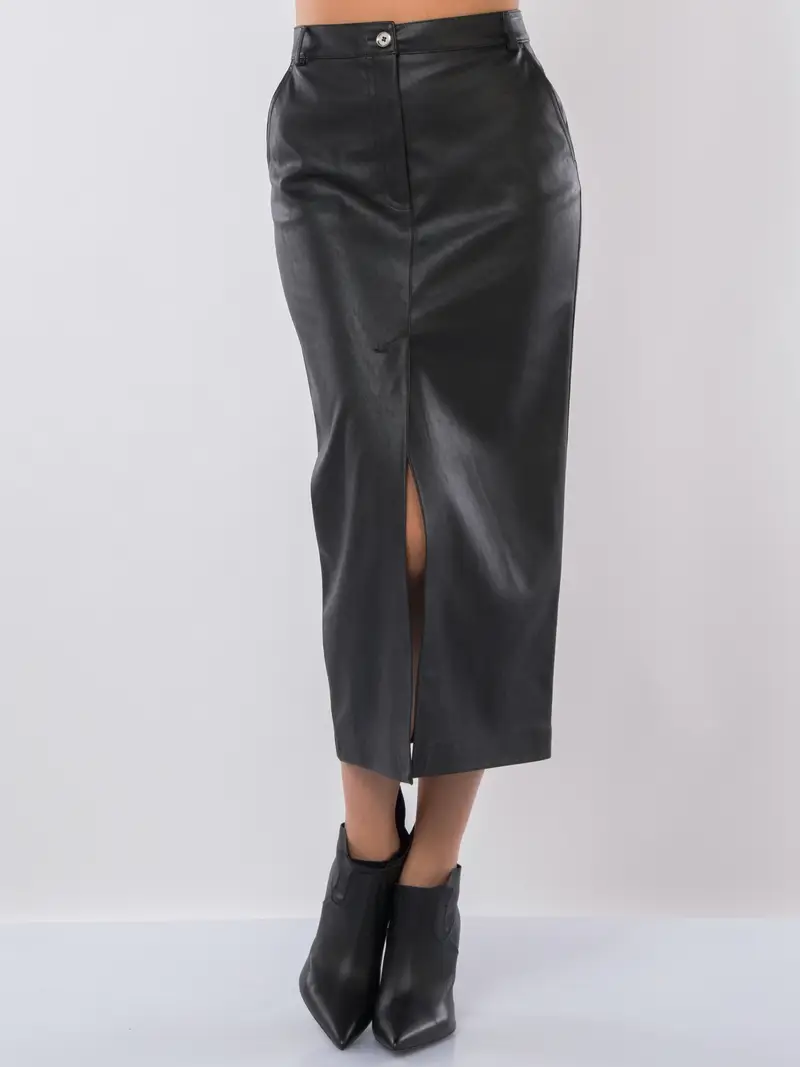 gonna lunga da donna Pinko tubino in similepelle NERO