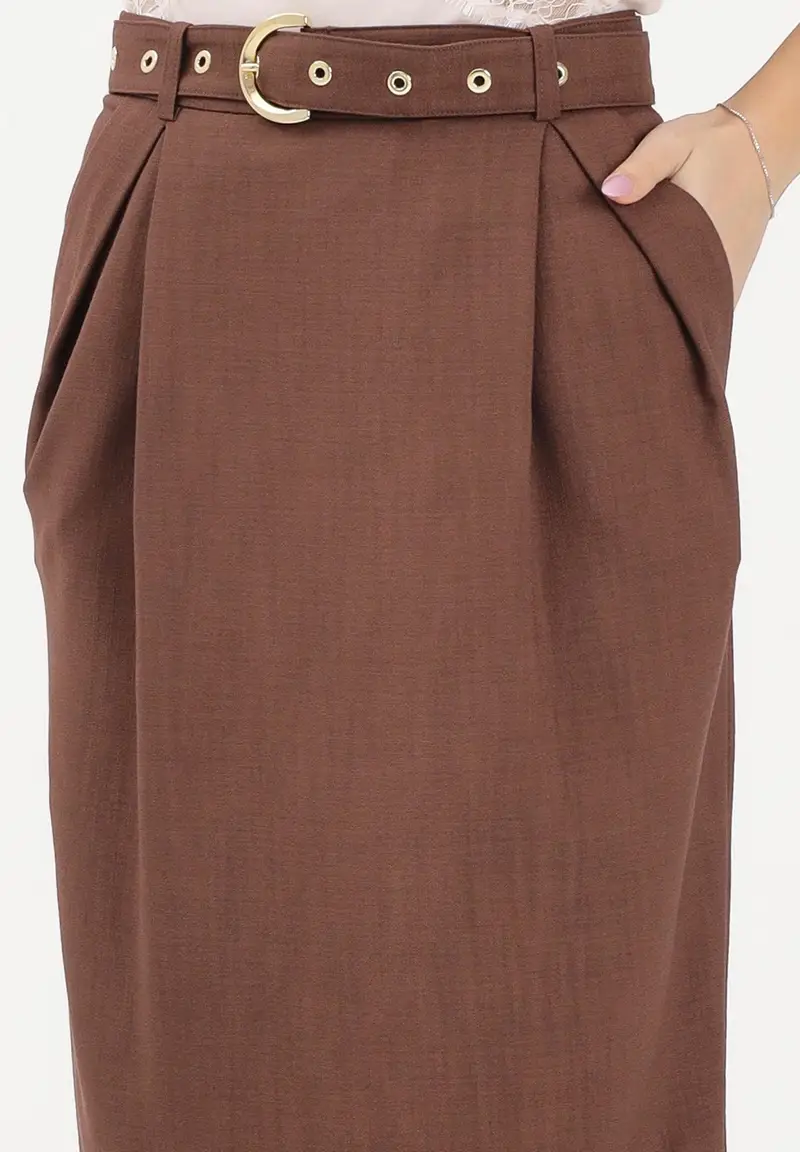 Gonna midi EDWENA marrone da donna miniatura 3