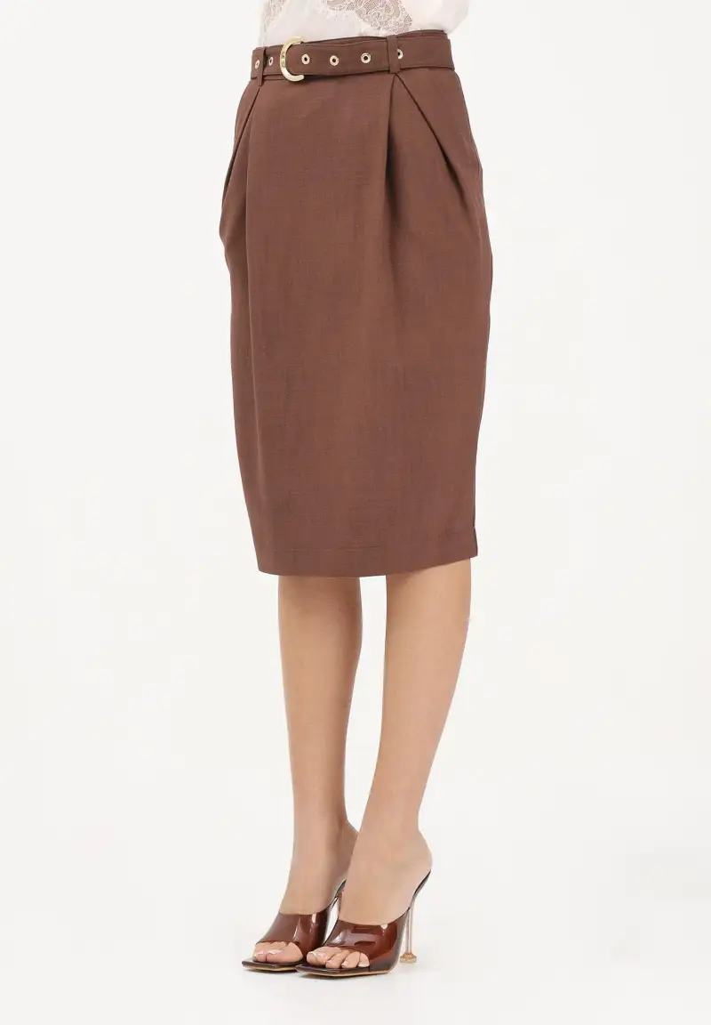 Gonna midi EDWENA marrone da donna